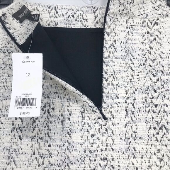 Banana Republic White Black Cotton Blend Boucle Knit Pencil Skirt NEW - Picture 10 of 15
